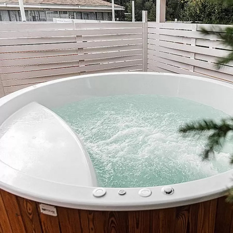 Купель фурако Polar Spa ELITE 220 круглая с интегрированной печью для 6-8 человек (термососна светлая) фото  фото - 12