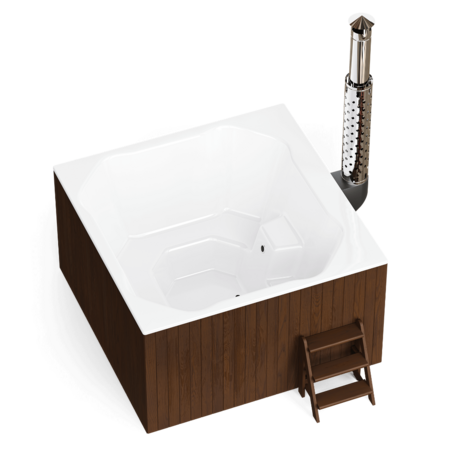 Купель Фурако Polar Spa ELITE QUATTRO 200 квадратная с интегрированной печью для 6-8 человек (термососна темная) фото  фото - 4
