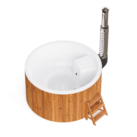 Купель Polar Spa ELITE 200 круглая с интегрированной печью для 2-4 человек (термососна светлая) фото  фото - 2