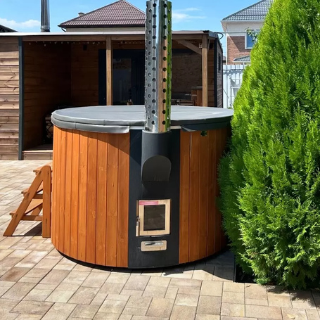 Купель Polar Spa ELITE 200 круглая с интегрированной печью для 2-4 человек (термососна темная) фото  фото - 5