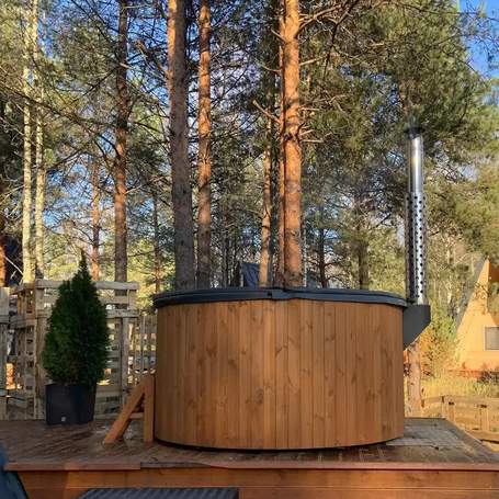 Купель Polar Spa ELITE 200 круглая с интегрированной печью для 2-4 человек (термососна темная) фото  фото - 10