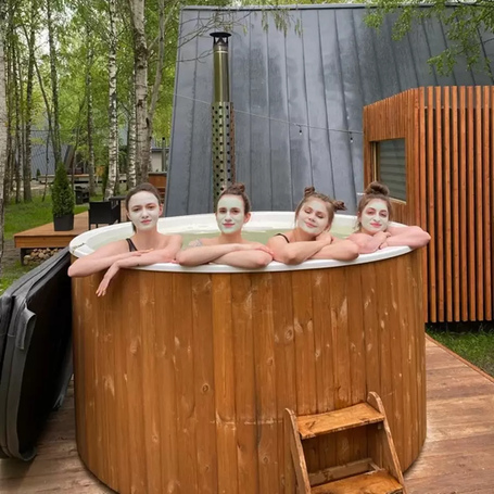 Купель Polar Spa ELITE 200 круглая с интегрированной печью для 2-4 человек (термососна темная) фото  фото - 12