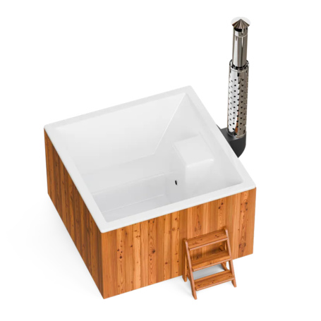 Купель Фурако Polar Spa ELITE QUATTRO 180 квадратная с интегрированной печью для 4 человек (термососна светлая) фото  фото - 2